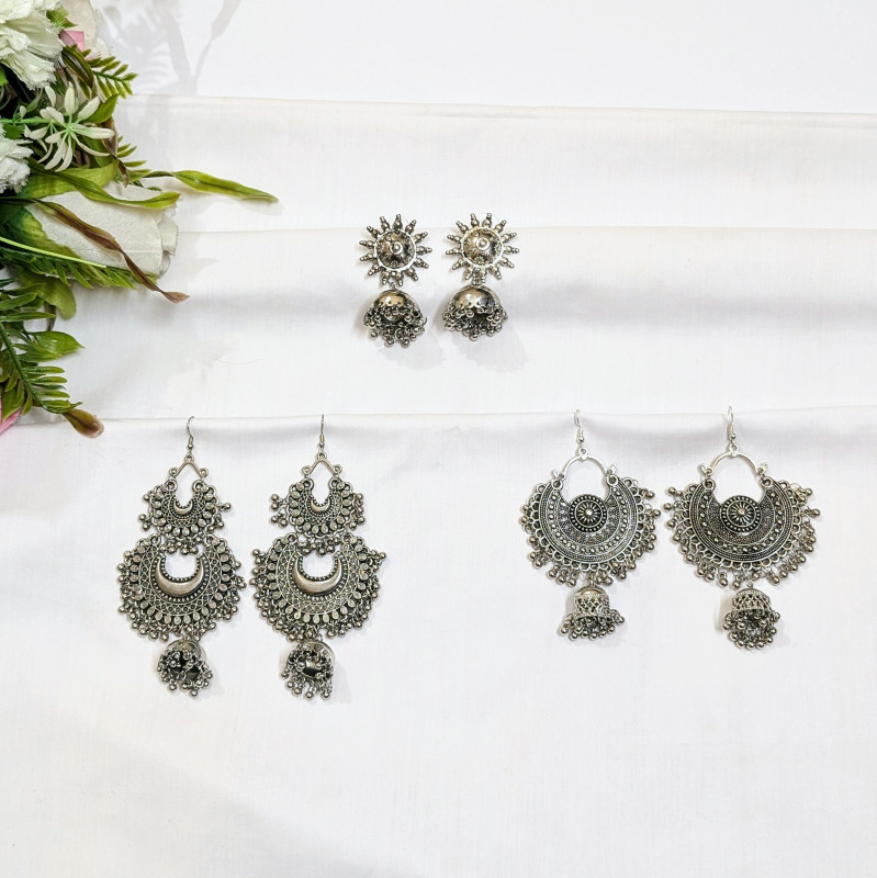 Rajasi Oxidized Jhumka Set