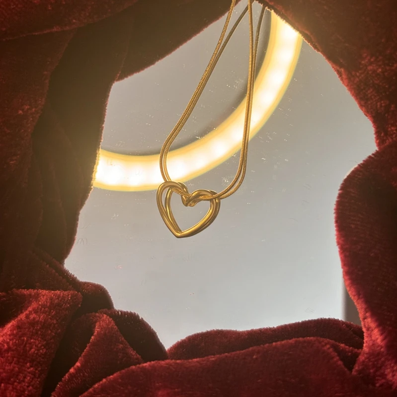 Golden Open Heart Pendant Necklace